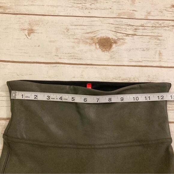 SPANX Faux Leather Leggings in Olive Green Medium - Picture 7 of 8